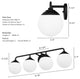 Hunter Hepburn Matte Black 4 Light Bathroom Vanity Wall Light Fixture