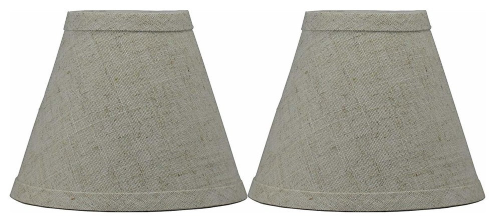 3x6x5" Linen Chandelier Lamp Shade, Sand, Set of 2
