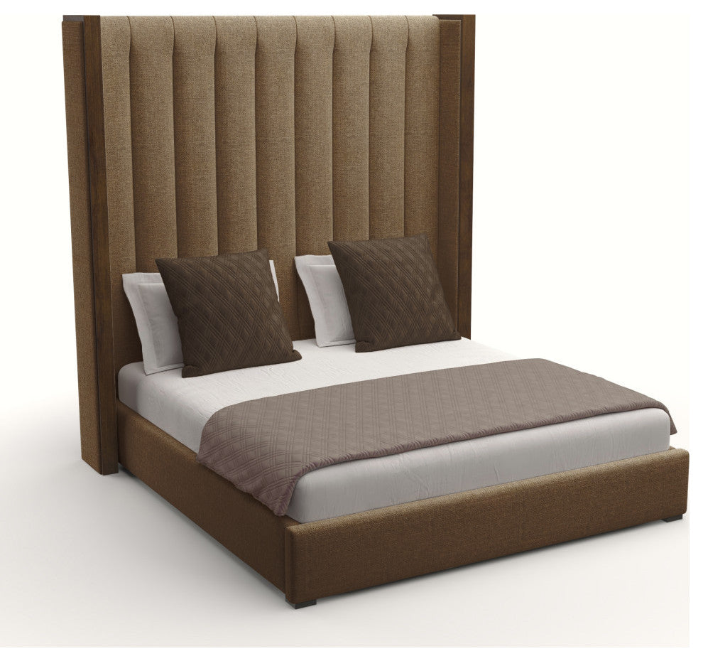Nativa Interiors Irenne Vertical Channel Bed, Brown, King, High 87"