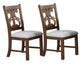 Side Chair with Fabric Seat and Cut Out Backrest, Set of 2, Brown
