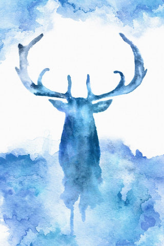"Blue Moose" Painting Print on Wrapped Canvas