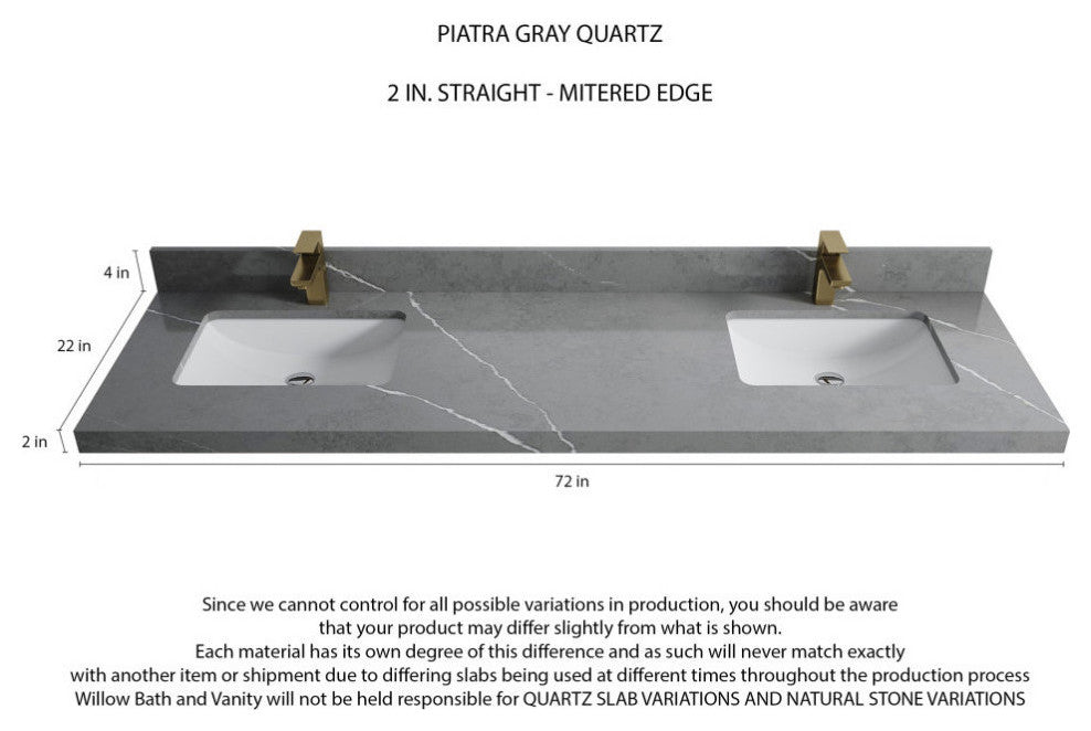 Elizabeth 72 Double Sink Bath Vanity in Dark Walnut Teak 2" Piatra Gray