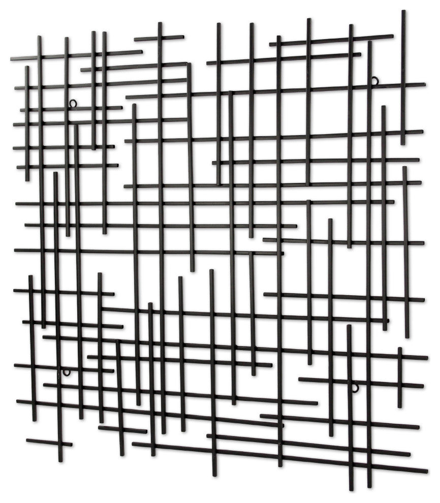 Iquara Small Black Square Metal Wall Art