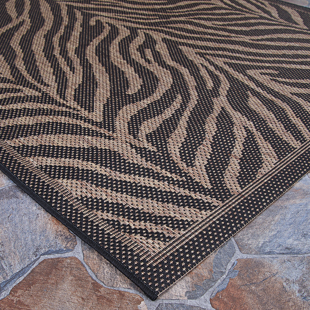 Couristan Recife Zebra Indoor/Outdoor Area Rug, Black/Cocoa, 8'6" Square