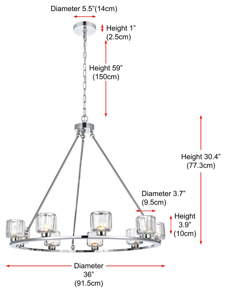 Home Living 36" Chandelier, Chrome