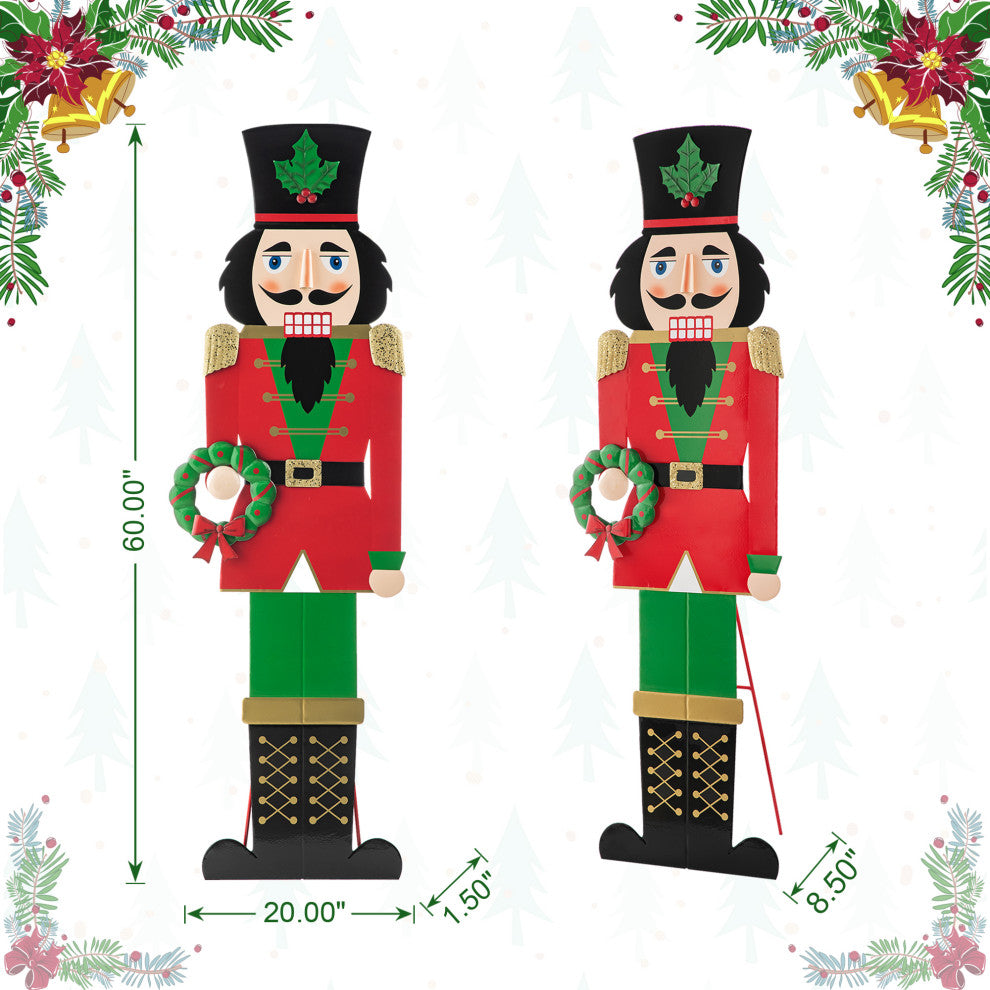 60"H Metal Nutcracker Porch Decor