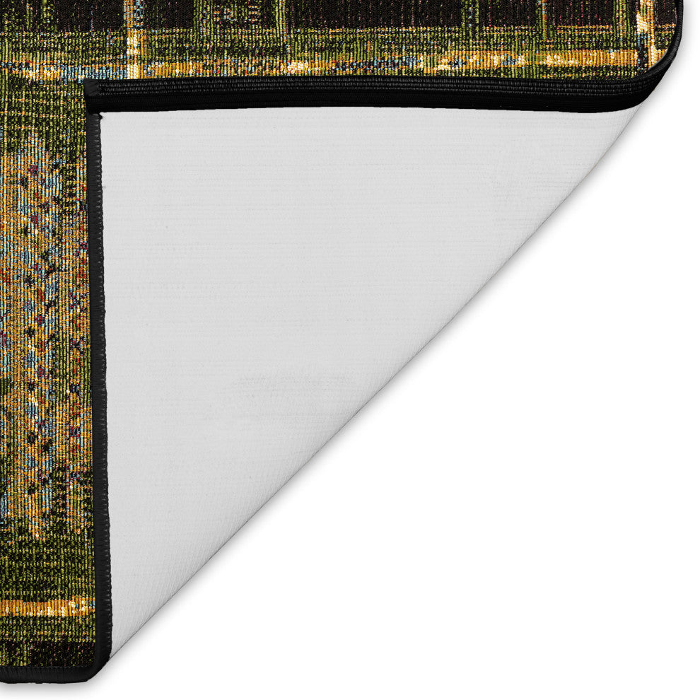 Esencia Tribal Stripe Indoor/Outdoor Mat Green 1'11"x4'11"