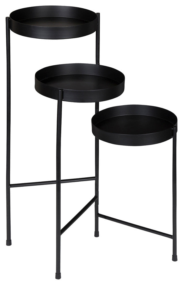 Finn Tri-Level Metal Plant Stand, Black