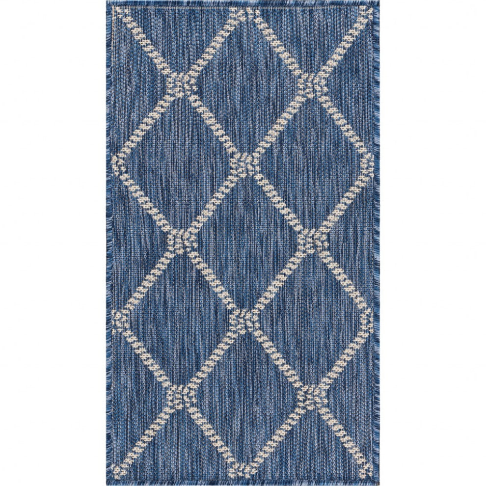 2' X 3' Blue And Gray Indoor Outdoor Area Rug