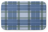 Blue Rectangular Scotish Plaid Pet Feeding Mat for Dogs or Cats
