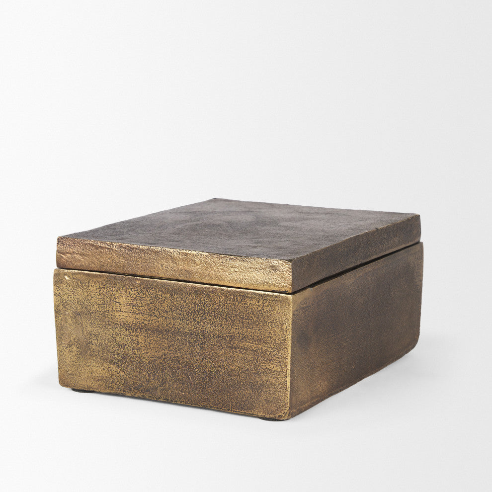Porschia Large Antiqued Gold Metal Decorative Box