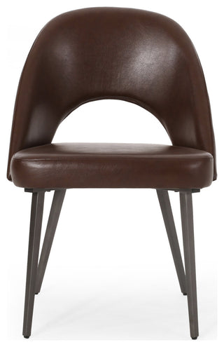 Odum Abbeville Contemporary Open Back Dining Chairs (Set of 2), Dark Brown + Gun Metal