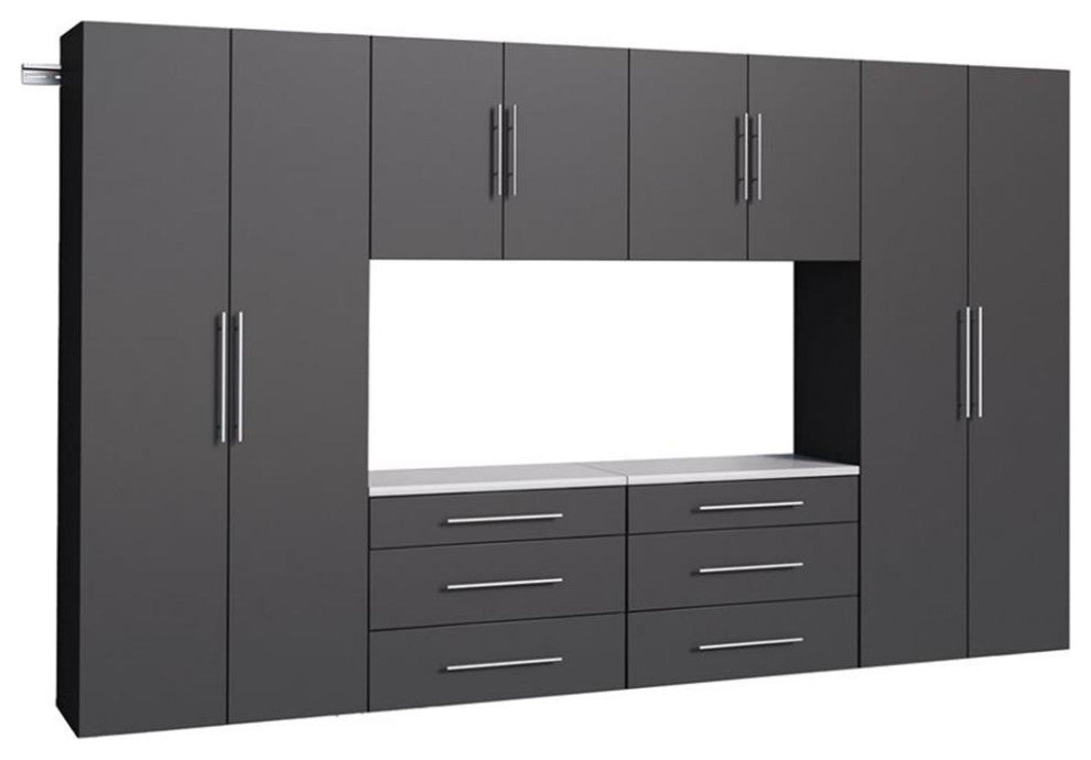 Prepac Transitional 6 Piece Engineered Wood Garage Storage Cabinet Set in Black