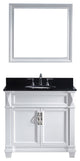 Virtu Victoria 36" Single Bathroom Vanity, White With Faucet and Mirror