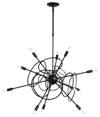 Olympus 12-Light Starburst Pendant, Black Finish, Standard Overall Height