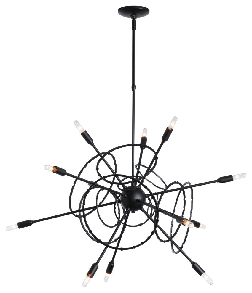 Olympus 12-Light Starburst Pendant, Black Finish, Standard Overall Height