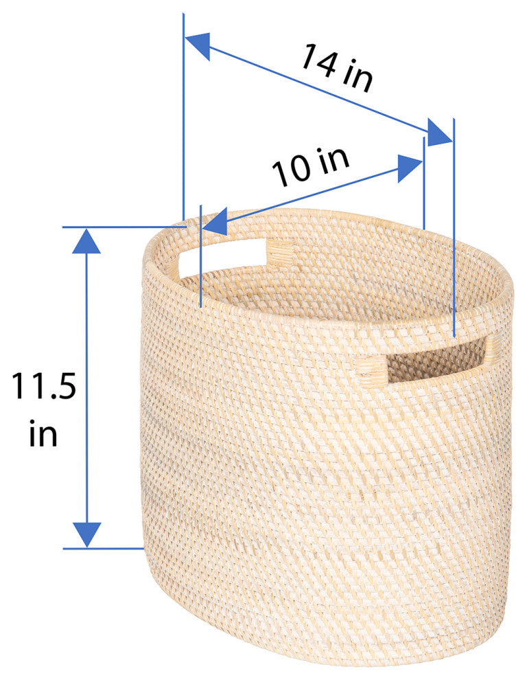Loma Rattan Oval Magazine Rack, White-Wash