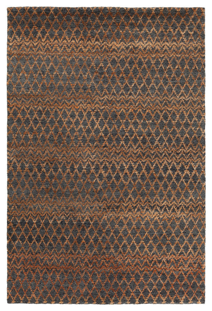 Selene Hand-knotted Contemporary Rug, Rust/Charcoal, Rectangular 7'9x10'6