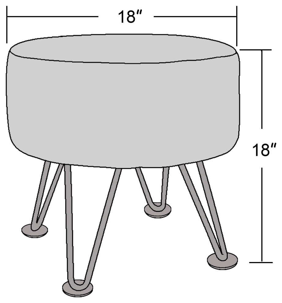 Fauxfur Ottoman Round Fuzzy Entryway Bench, Gray, 18"x18"x18"