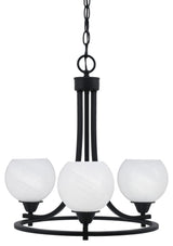 Paramount 3-Light Chandelier, Matte Black, 5.75" White Marble Glass