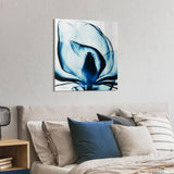 Blue Magnolia X-Ray Flower Wall Art Frameless Free Floating Tempered Glass Panel