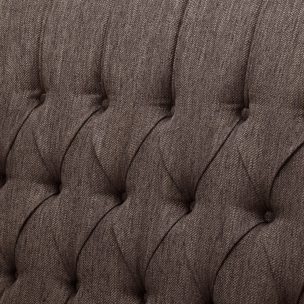 Salome Oversized Tufted Fabric Push Back Recliner, Brown and Dark Brown