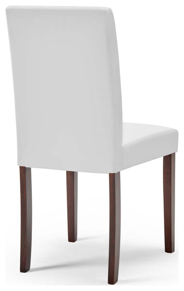 Side Dining Chair and Table Set, Faux Leather, Drak Brown White, Modern, Bistro