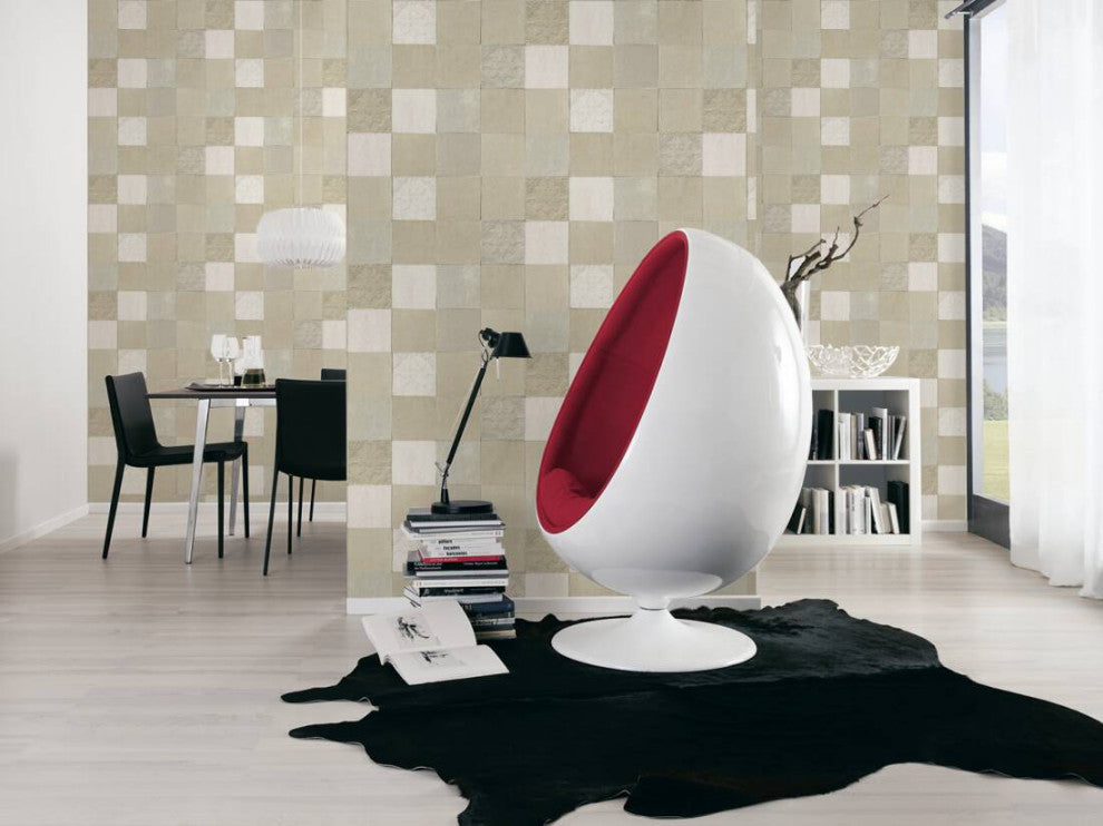 Sample, Tile Textured Wallpaper Featuring Floral And Plain Pattern, 374064