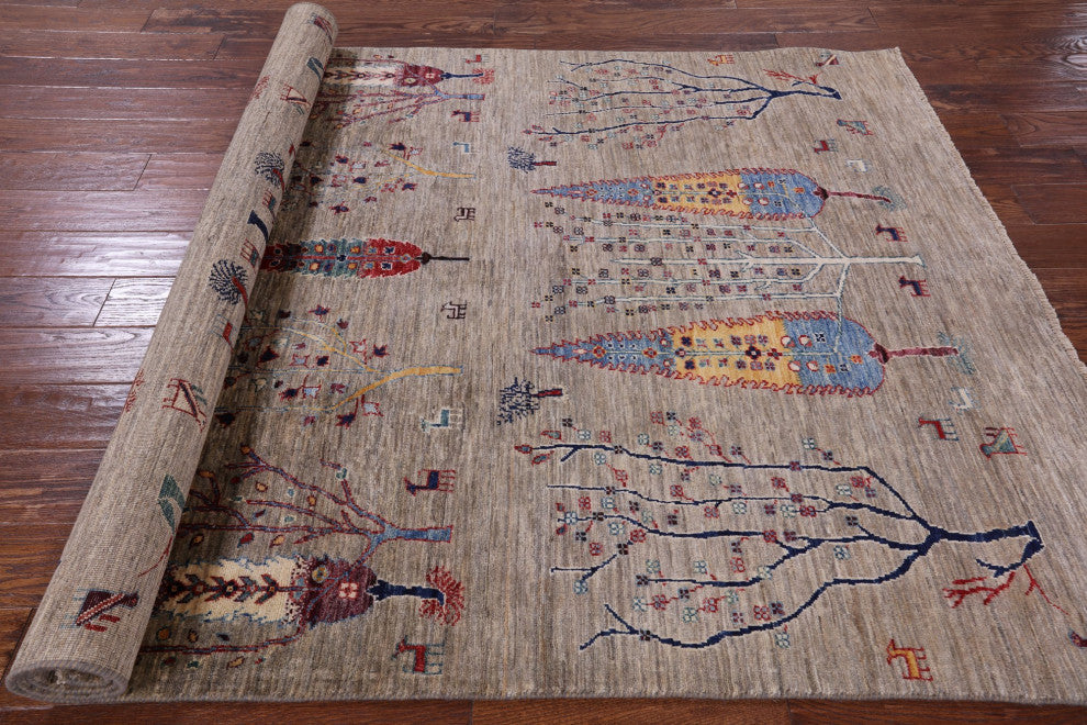 5' 2" X 7' 10" Hand-Knotted Tribal Persian Gabbeh Rug Q8022