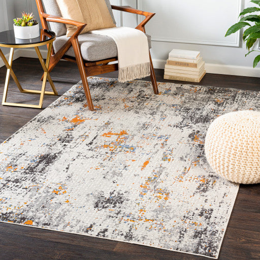 Surya Porto POO-2322 7'10"x10'2" Rug, White/Gray/Blue/Taupe/Mustard/Burnt Orange