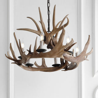 Eldora Adjustable Resin Antler 6-Light Chandelier, Width: 28.5"