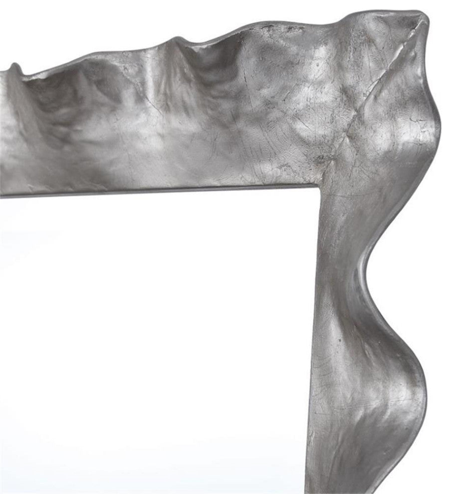 Uttermost Haya Iron Metal and MDF Wood Vanity Mirror in Silver Leaf