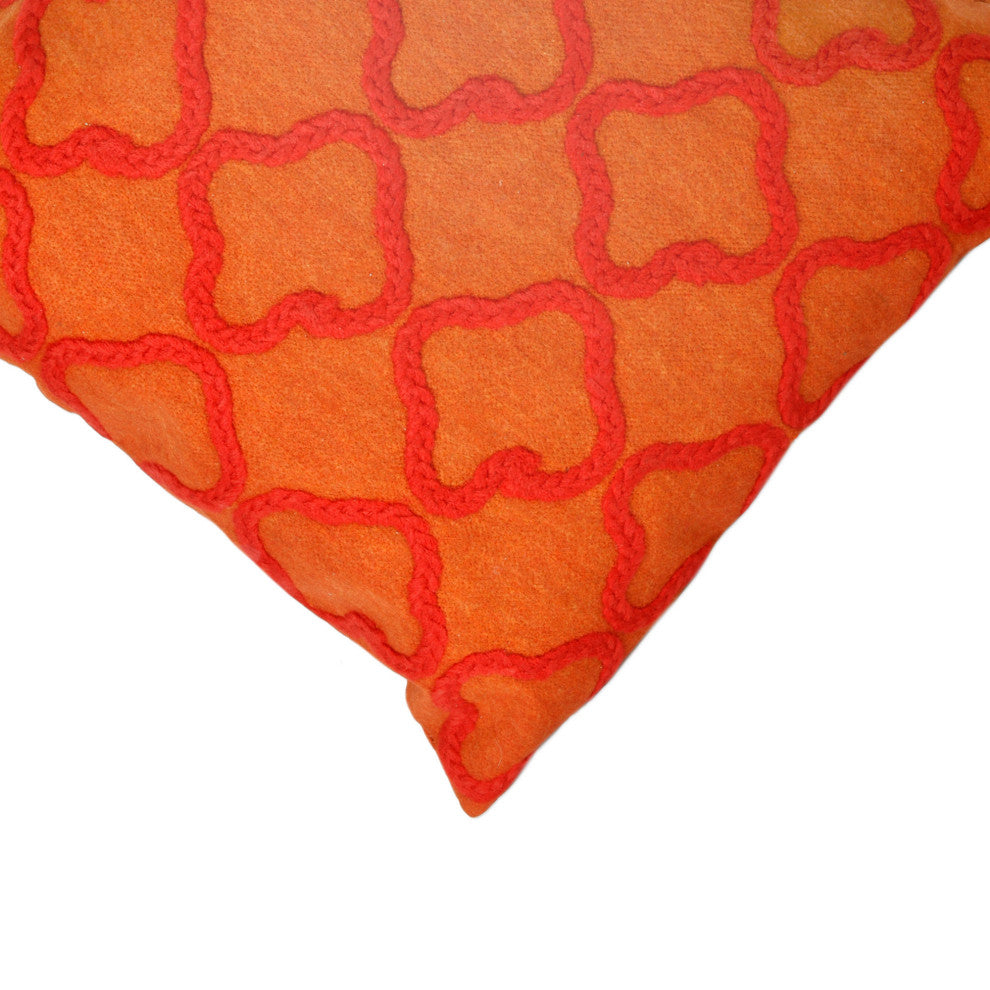 Visions I Crochet Tile Indoor/Outdoor Pillow, Orange, 20" Square