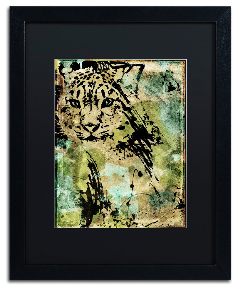 Color Bakery 'Leopard Ink' Matted Framed Art, Black Frame, Black Mat, 16x20