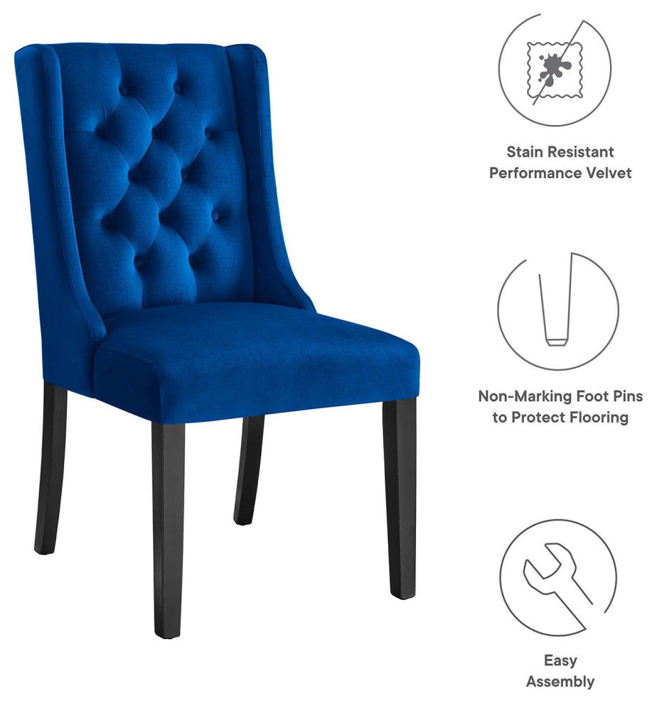 Baronet Performance Velvet Dining Chairs, Set of 2, Navy