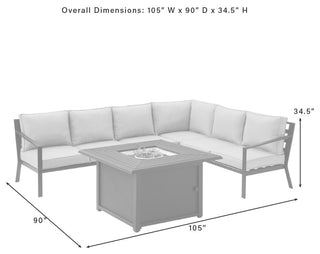 Clark 5Pc Outdoor Sectional Set With Fire Table