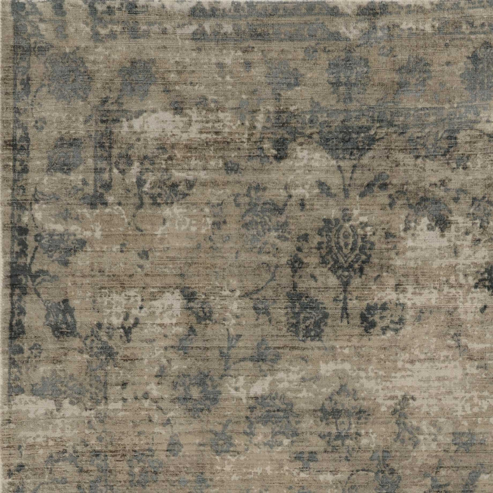 HomeRoots 5' x 7' Viscose Sand or Blue Area Rug