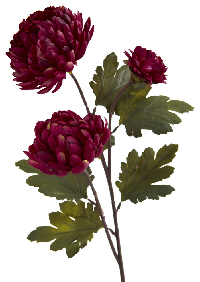 Nearly Natural 29" Chrysanthemum Artificial Flower, Set of 12, Rust