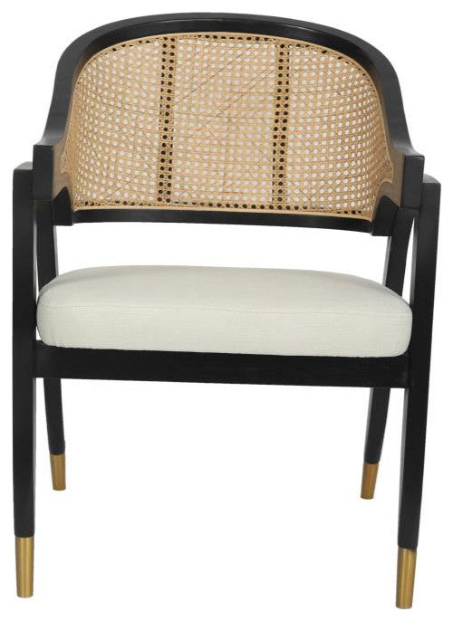 Naomi Commercial Cane Rattan Dining and Accent Chair, Black