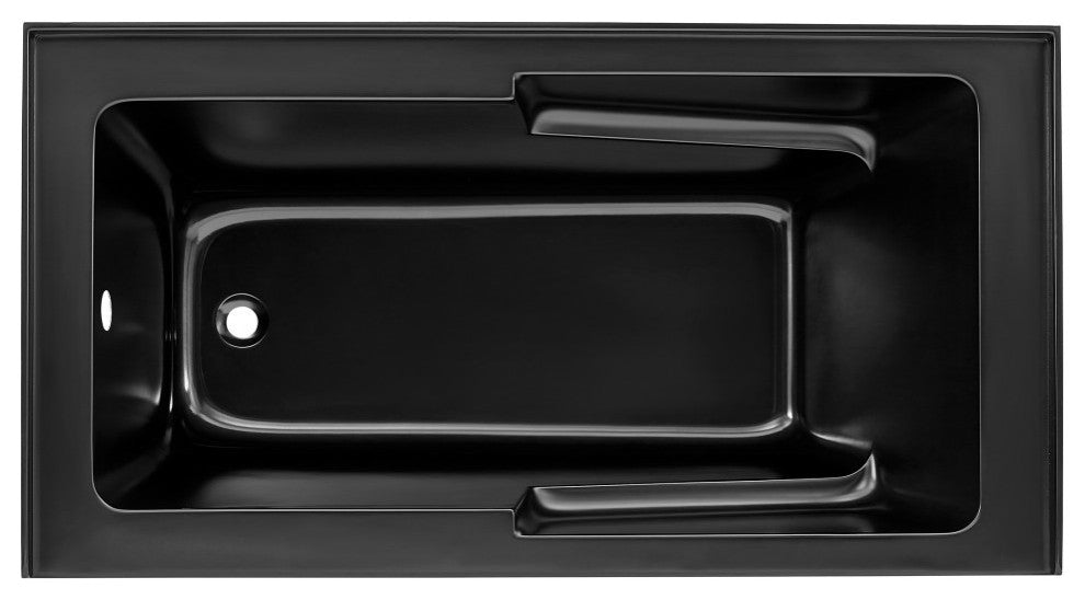 Voltaire Acrylic Alcove Integral Armrest Bathtub with Apron, Matte Black, 60"x32