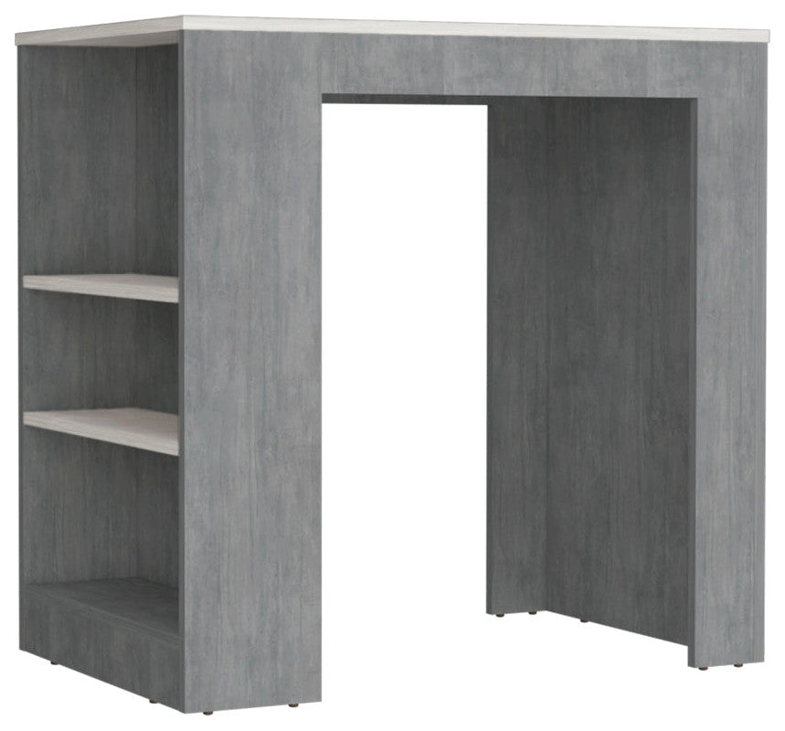 Kitchen Island Doyle, Kitchen, Concrete Gray / Ibiza Marble Color Finish