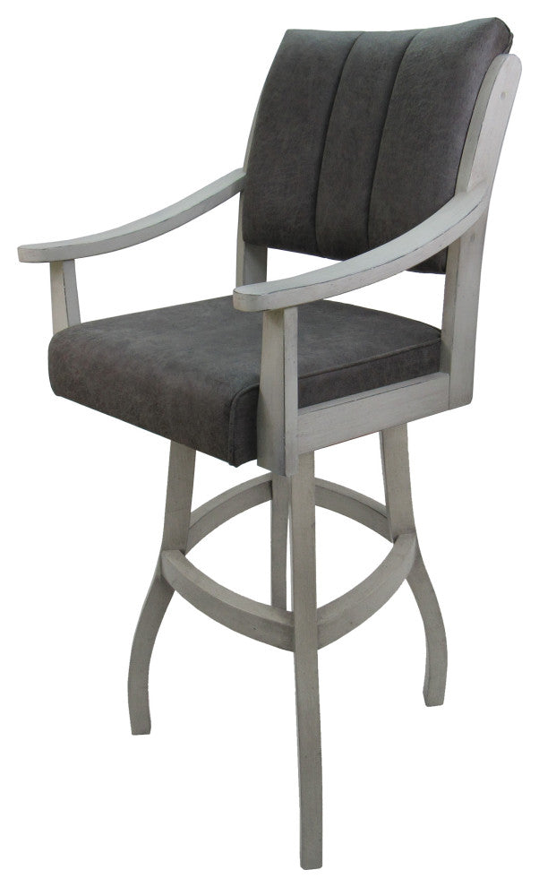 Swivel Counter Wood Bar Stool Casa on S-Base, Northwest Elk - Antigue White, 26"