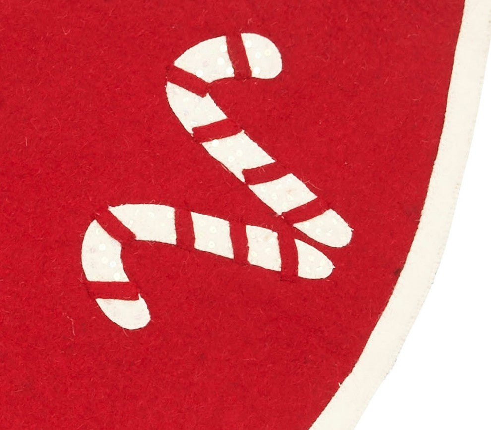 Candy Cane Christmas Tree Skirt in Red