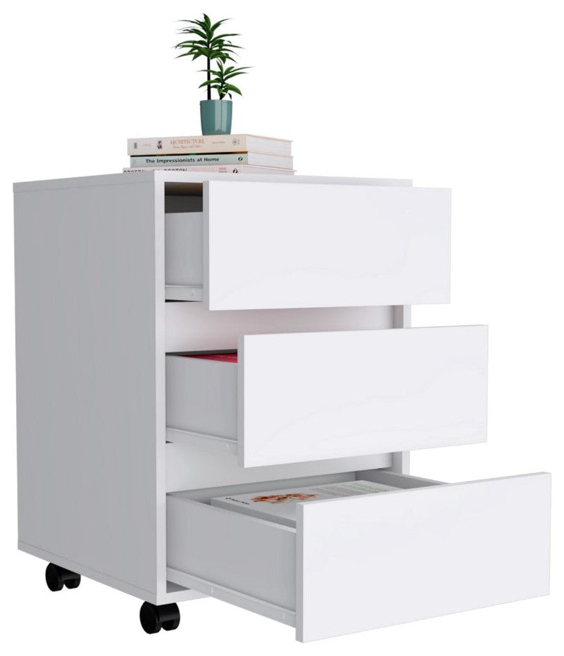 Three Drawers Filing Cabinet Bang, Office, White