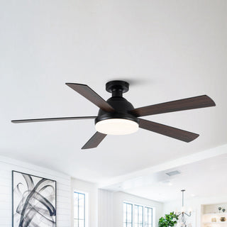 52-inch Modern Wood Black LED Ceiling Fan with Remote