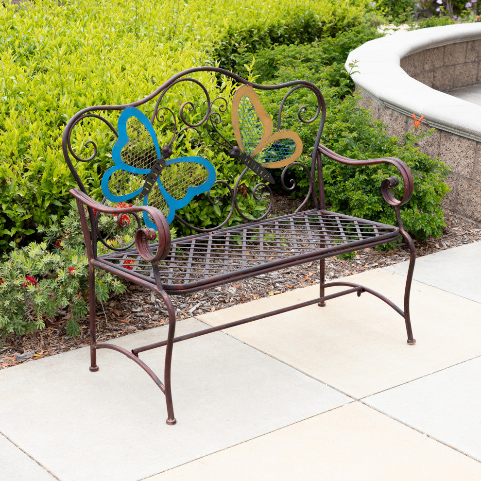 45" x 23" Outdoor 2-Person Butterfly Garden Bench