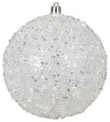 Vickerman N190411D 8" White Glitter Hail Ball Ornament