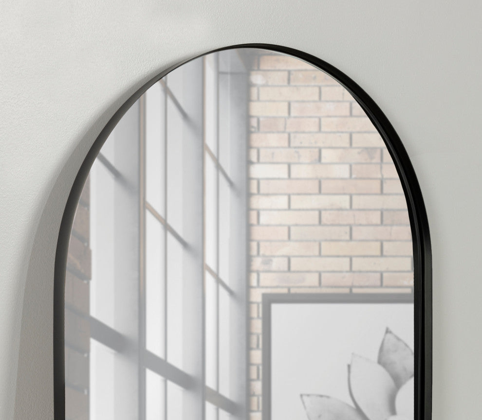 Rollo Capsule Framed Wall Mirror, Black 16x48