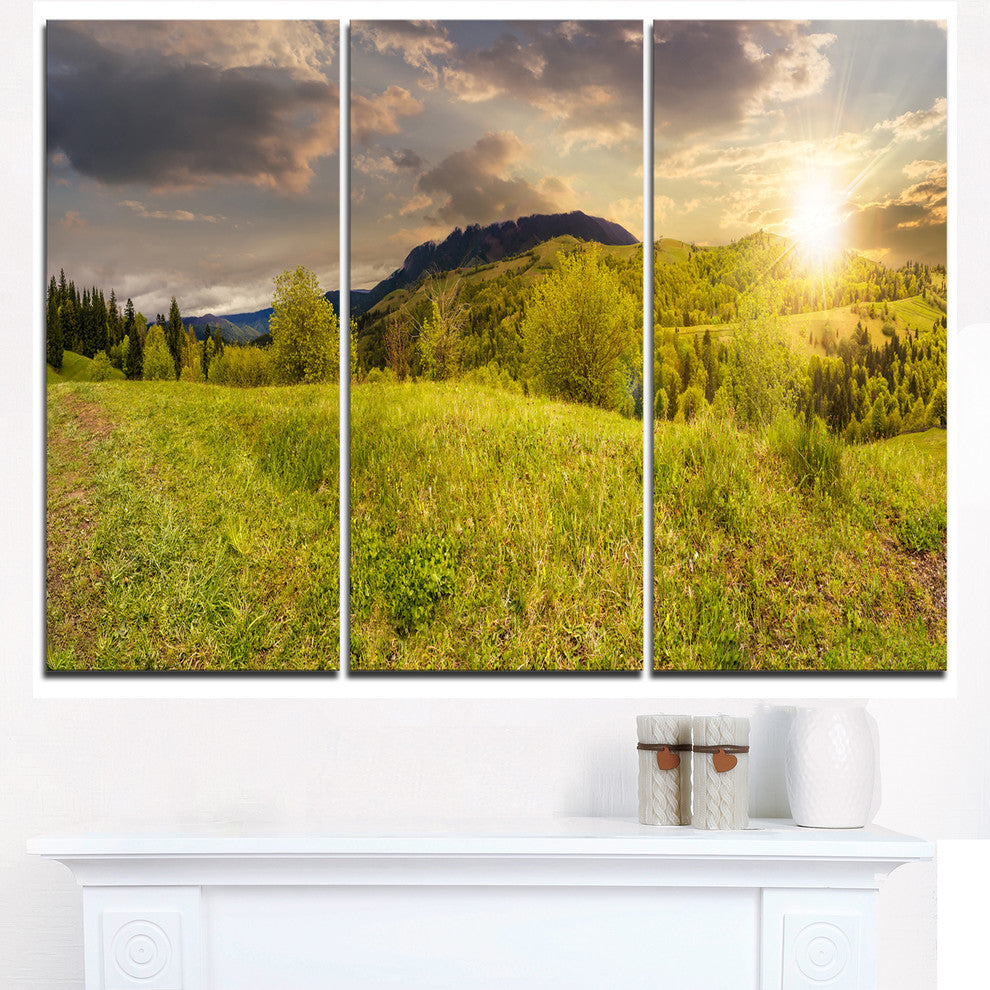"Green Hillside Meadow Panorama" Metal Wall Art, 3 Panels, 36"x28"