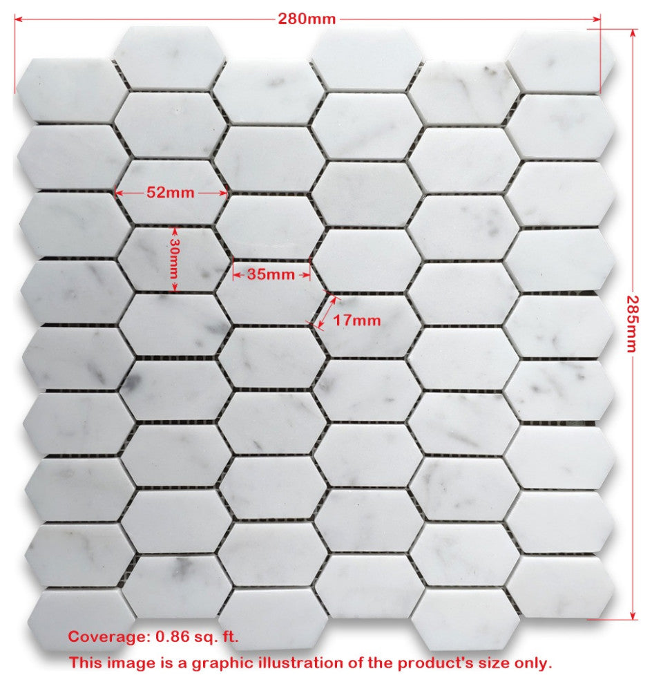 Nero Marquina Black Marble Constellation Hexagon Mosaic Tile Polished, 1 sheet